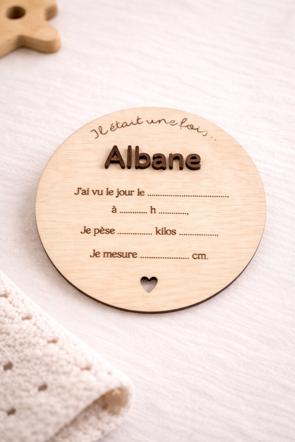 Carte de naissance en bois-  Il était une fois