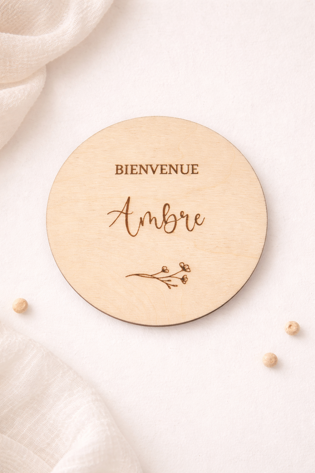 Carte de naissance en bois - Bienvenue