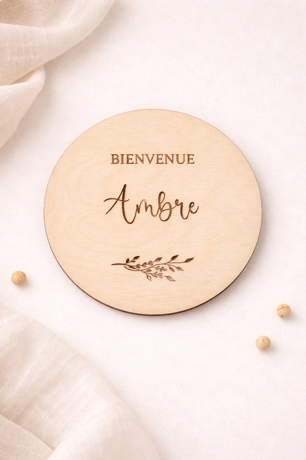 Carte de naissance en bois - Bienvenue