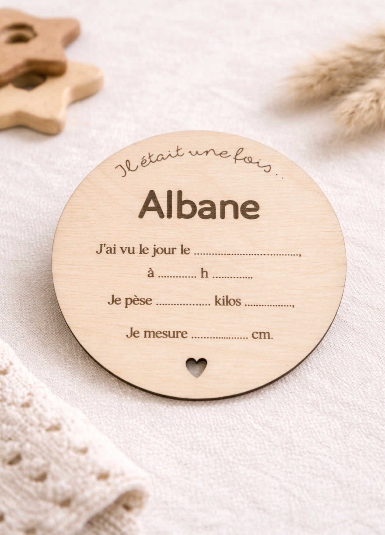 Carte de naissance en bois-  Il était une fois