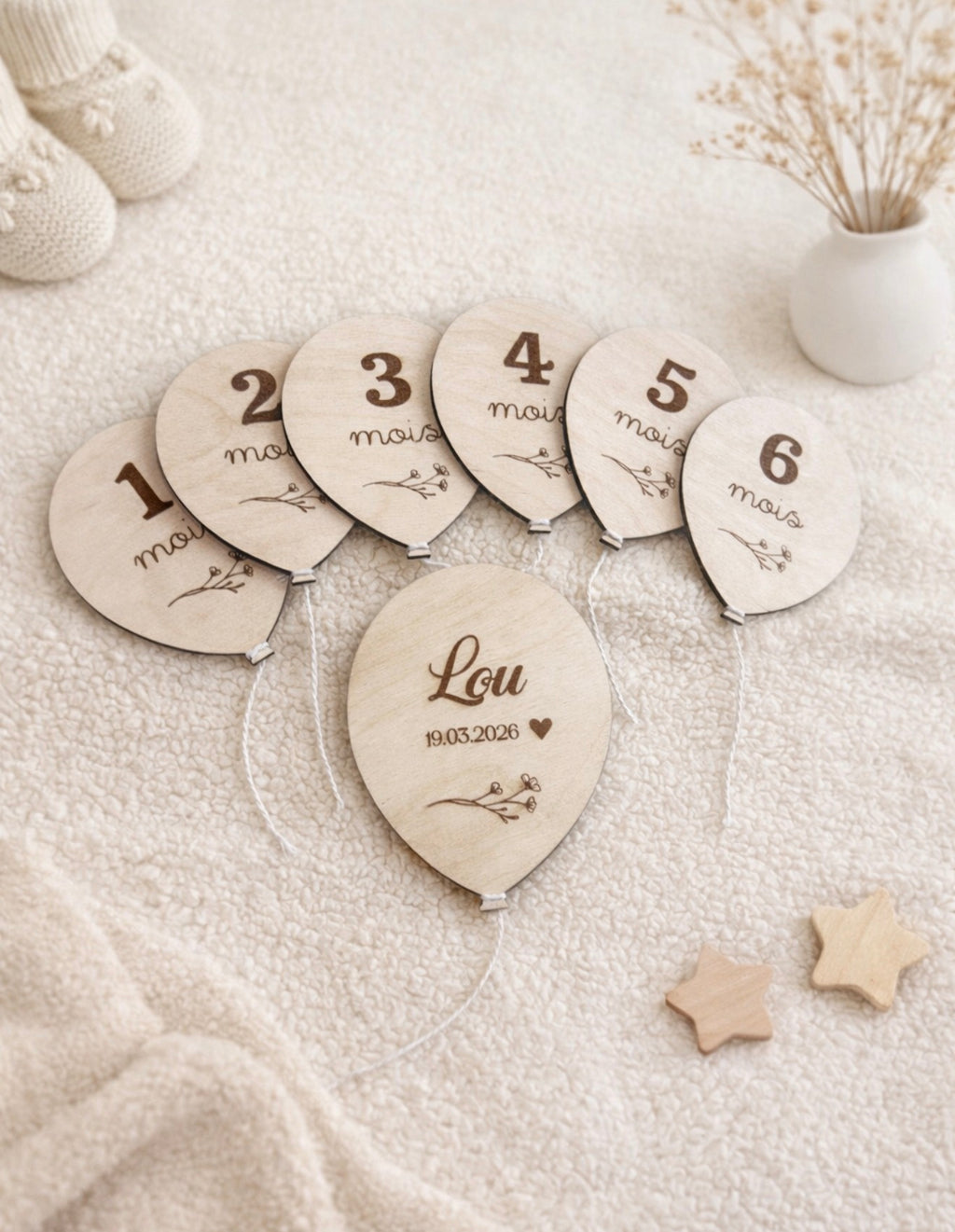 Cartes étapes en bois - Ballons