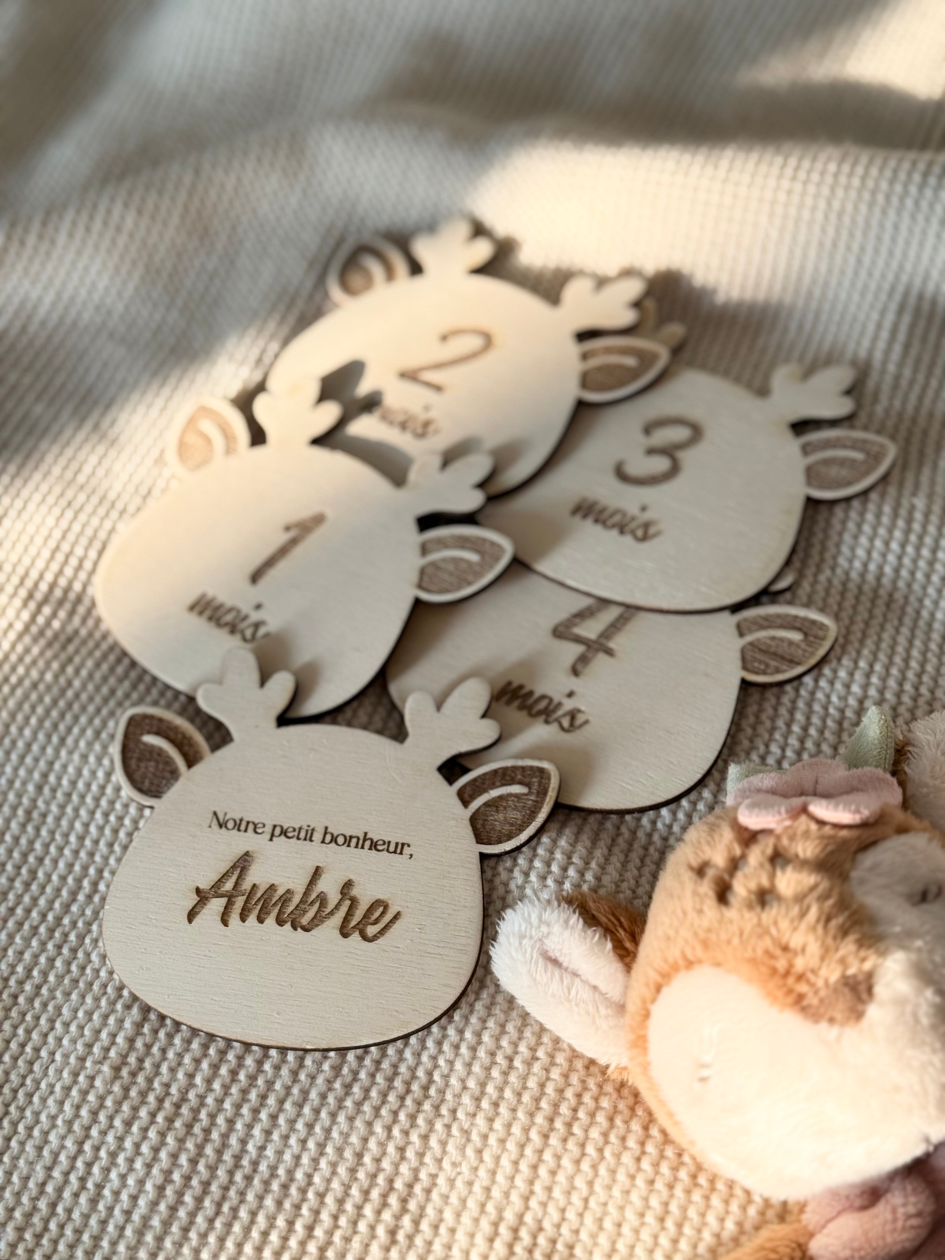 Cartes étapes en bois - Biche