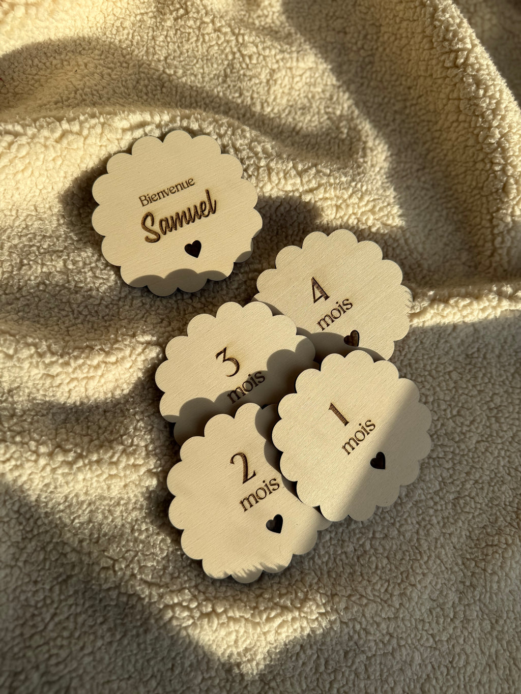 Cartes étapes en bois - Fleuries